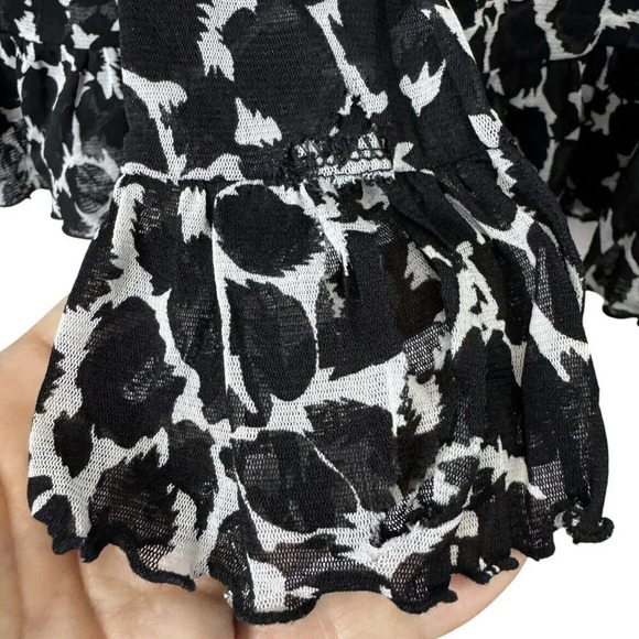 Vintage Y2K Fairy Whimsigoth INC Mesh Babydoll Top XL V-Neck Black Ruffle Hem - Picture 6 of 7